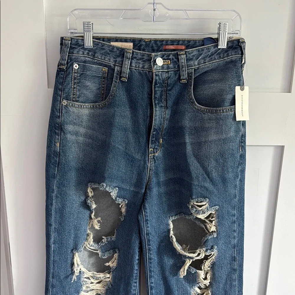 NWT Pilcro Anthropologie Distressed Blue Jeans Size 27 - Picture 2 of 9